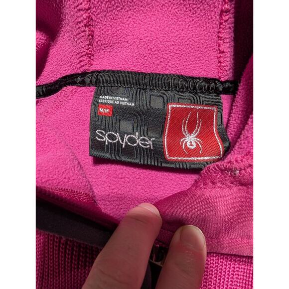 Spyder Active Womens Ribbed Fleece Full Zip Sweatshirt Jacket Sz Medium Pink - Picture 6 of 6